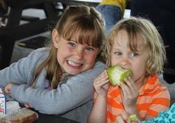 Girls eating lunch